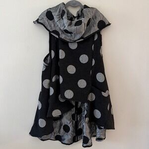 Alembika Polka Dot Cowl High Low Tunic Poncho Black Wool Blend Lagenlook
OSFM‎